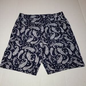 Basic‎ Editions Women's Navy & White Paisley Cotton Walking Shorts Size Small